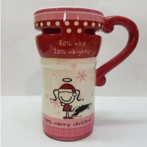 Christmas Holiday Mug – 80% Nice 20% Naughty 100% Merry Christmas Ceramic Cup